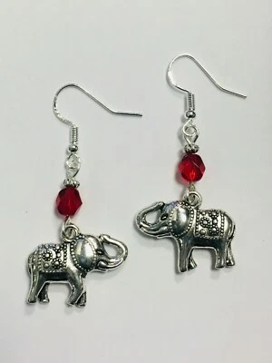 Elephant Earrings FREE SHIPPING sterling earwires Delta Sigma Theta Alabama fan - Image 1 of 2