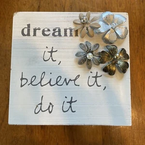 Sarah Magsamen Messages From The Heart “Dream It, Believe It, Do It” Storage Box - Picture 1 of 4