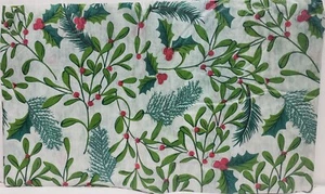 Thin Vinyl Tablecloth, 52"x52" Square (4 people)CHRISTMAS LEAVES & BERRIES #2,CH - Picture 1 of 16