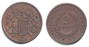 1867 2-cent Piece -- A Nice-Looking, Problem Free Coin in Fine+ Condition - Picture 1 of 1