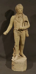 Schubert Antique Sculpture Polished Plaster Standing Figure of Famous Composer - Picture 1 of 12