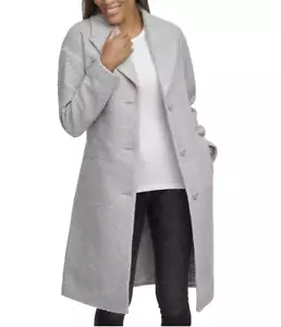 New Kenneth Cole New York Women’s Belted Soft Boucle Long Coat Large Light Grey - Picture 1 of 7