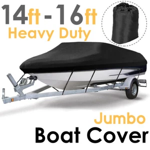 Heavy Duty 14-16ft/4.2-4.7m Trailerable Jumbo Boat Cover Waterproof Marine Grade - Picture 1 of 16