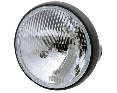 Scheinwerfer Motorrad British-Style matt schwarz, 7 Zoll, H4, Standlicht Ersatz - Bild 1 von 4