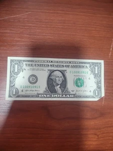 2021- 1 $. Dollarschein ausgefallene Nummer D10091091E - Bild 1 von 15