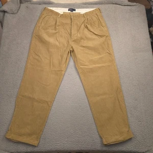Polo Ralph Lauren Hammond Pant Men 42x30 Tan Corduroy Pleated Cotton Trousers - Picture 1 of 9