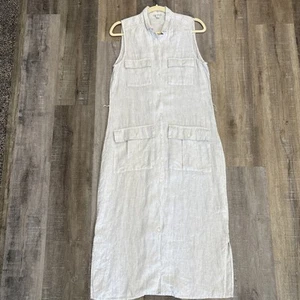 Maxi Vestido Camisa James Perse Mujer Ligero 100% Lino Gris Costero LEER - Imagen 1 de 19
