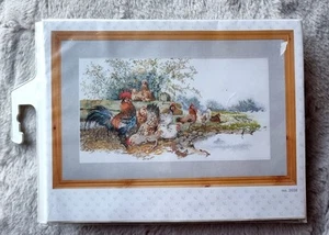 Thea Gouverneur Chickens On Linen Counted Cross Stitch Kit 2038 - Picture 1 of 4