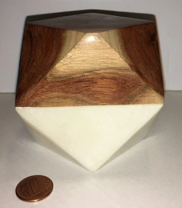 VINTAGE MCM Marmor Holz geometrischer Briefbeschwerer TISCHPLATTE FIGUR WOHNDEKO 3" - Bild 1 von 9