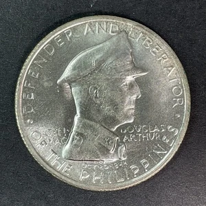 Philippines 1947 S silver peso General Douglas MacArthur KM# 185 BU - Picture 1 of 2