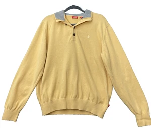 Suéter Izod Para Hombre Talla Grande Cuarto Cremallera Botón Manga Larga Amarillo Gris Tejido - Imagen 1 de 11