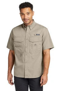 NEW EDDIE BAUER Men's Fishing Short Sleeve Button Down Shirt Driftwood Size M - Foto 1 di 2