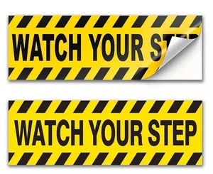 2-Vinyl wasserdichte "WATCH YOUR STEP" Warnaufkleber, 10" x 3"... NEU - Bild 1 von 8
