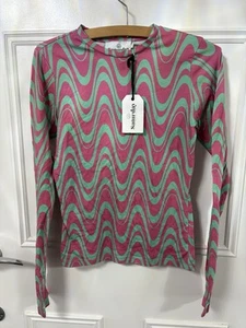 Saturday Pink & Green Wave Crew Neck Top Size Small BNWT - Picture 1 of 5