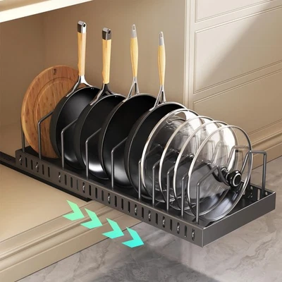 Organizador de ollas y sartenes extraíbles debajo del gabinete, soporte con tapa deslizante expandible... Foto 1 de 4