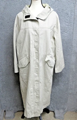 ASOS DESIGN Coat Womens 4 Petite Beige Hooded Long Cotton Lined Pockets Trench - Image 1 of 4