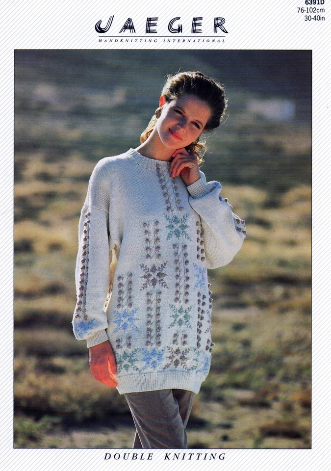 ~ Jaeger Knitting Pattern For Lady's Star, Cable & Bobble Tunic Sweater ~ - Image 1 of 1