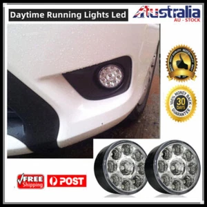 2PCS Daytime Running Light 9 LED Car Fog Lamp Round Driving White Universal 12V - Picture 1 of 10