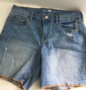 Old Navy Bermuda Shorts Damen Größe 8 blau Denim passend Distressed - Bild 1 von 8