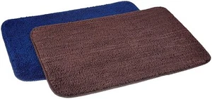 Anti-Slip Microfibre Bathmat Machine-washable (40cm x 60cm) Brown & Blue 2 Pcs - Picture 1 of 4