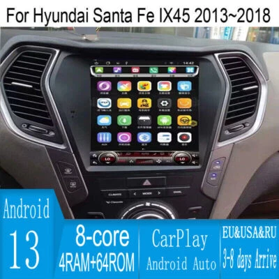 10.4" Android Navigation Car Gps Tesla Style For Hyundai Santa Fe Ix45 2013~2018 - Image 1 of 4