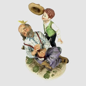 LEFTON Vintage "Grandpa Sleeping With Butterfly on Head" PORCELAIN FIGURINE 7779 - Picture 1 of 7