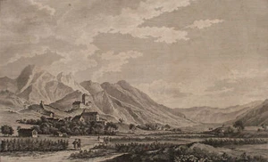 Vista castillo de Sargans Suiza Louis Masquelier según Nicolas Pérignon 1780-1788 - Imagen 1 de 5