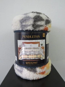 NWT Pendleton Queen Size Warm Fleece Blanket Arrow Point Grey Print 98" x 92" - Picture 1 of 4