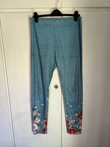 XL Blue And floral Patter Leggings, Aprox Size 16+. Stretchy And Pretty - Picture 1 of 7