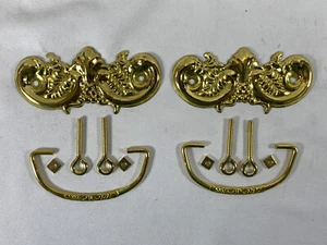2 Brass Tone Drawer Pulls Handles Ornate Bail Fancy For Vintage Replacements *A - Picture 1 of 10