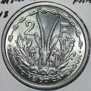 France 1948 2 Francs Gazelle animal Cameroon 297732 combine shipping - Picture 1 of 2