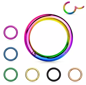 1 - 16 Gauge 8 or 10 mm Hinged Titanium IP 316L Surgical Steel Segment Ring C258 - Picture 1 of 4