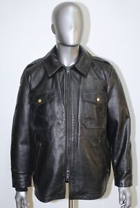 Vintage 80s Black Leather Police Jacket AMERICAN LEATHERWEAR Sz42 Made in Canada