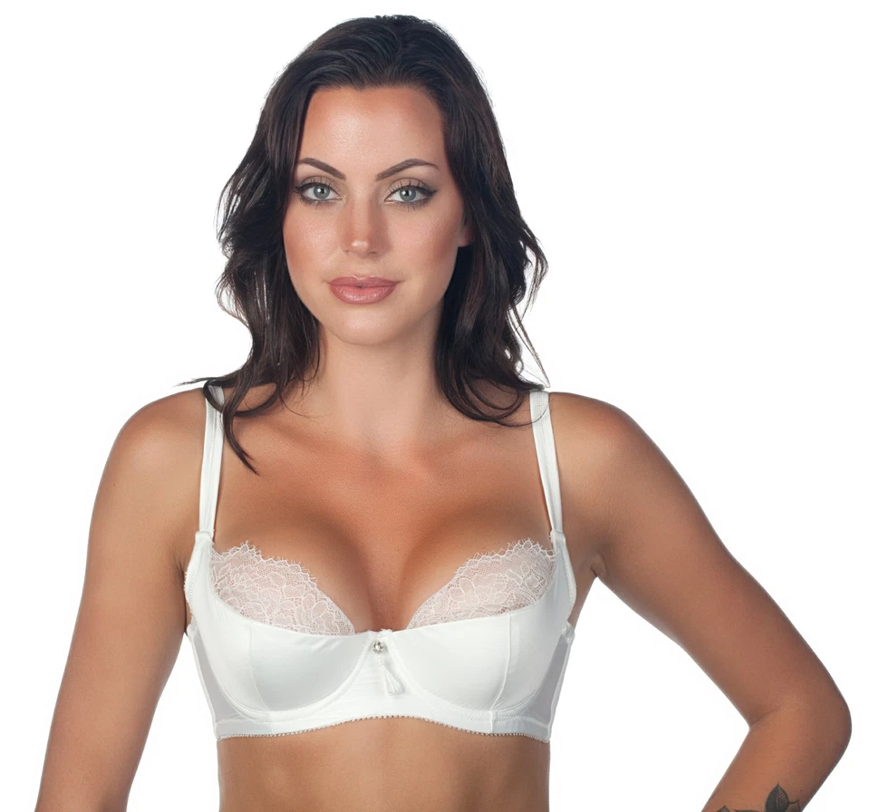 Sutiã Affinitas Parfait Tamara meia renda brilhante cetim leve acolchoado balconette 5921 - Imagem 1 de 4