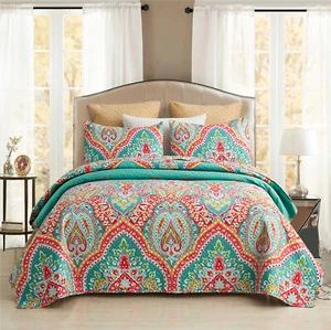 Gorgeous European Floral Quilt Set Reversible Patchwork Bedspread Coverlet Set - Bild 1 von 56