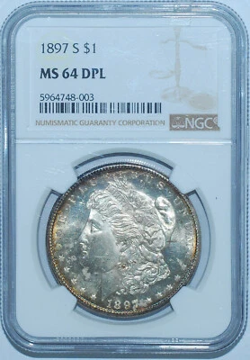 1897 S NGC MS64DMPL Deep Mirror Prooflike Morgan Silver Dollar - Image 1 of 2