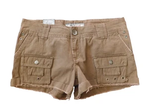 BKE Buckle Parker Shortie Size 30 Grommet Khaki Shorts Cargo Flap Pocket Raw Hem - Picture 1 of 4