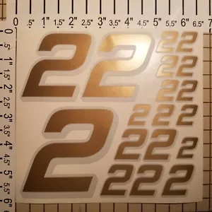 Gold w/White Shadow #2's Racing Numbers Vinyl Decal Sheet 1/10-1/12 traxxaslosi - Picture 1 of 11