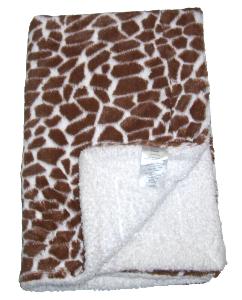 Manta de bebé Little Miracles marrón blanco estampado de jirafa Sherpa seguridad Lovey Foto 1 de 1