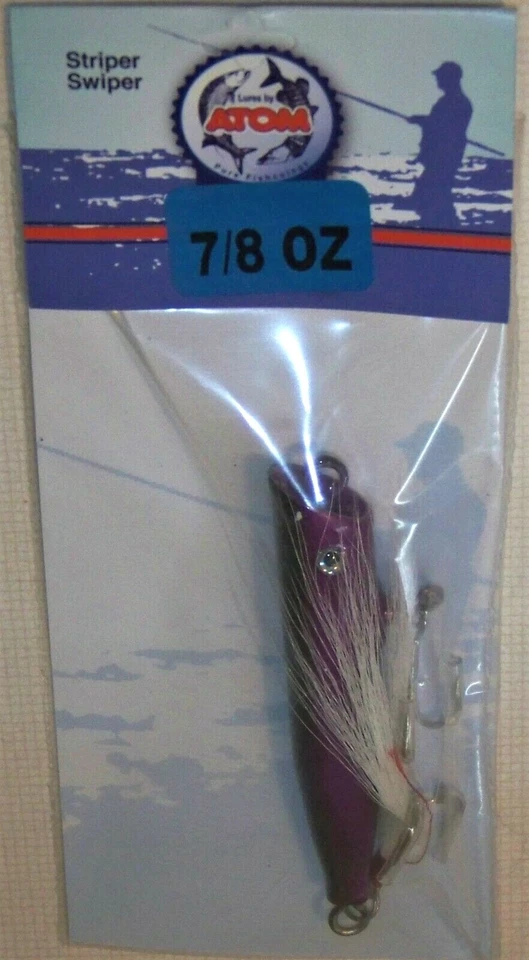 Atom Striper Swiper 60PB,黑色/紫色 3.5 英寸,7/8 盎司,Topwater,咸水诱饵  — 第 1/1 张图片