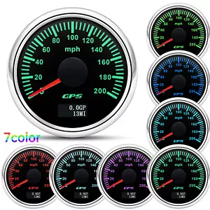 2" 52MM Waterproof GPS Speedometer 0-200MPH Gauge 7 Colors LED for Boat Car ATV - Picture 1 of 13