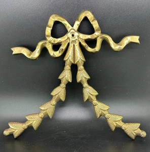 Vintage Solid Brass Hollywood Regency Ribbon Bow Wall Art Hanging 8"x9.5" BN15 - Bild 1 von 4