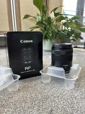 Canon RF 85mm F2 Macro IS STM Lens (Boxed) - Canon F&R Caps - Excellent Cond - Image 1 of 4