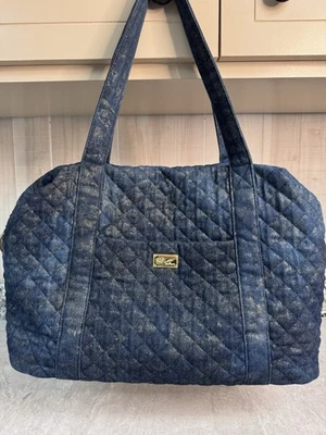 Bolso/bolso de fin de semana Betsy Johnson azul denim dorado brillante Foto 1 de 4