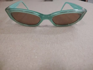 Carmen mintgrüne Y2K schmale ovale Sonnenbrille braune Gläser Unisex - Bild 1 von 8