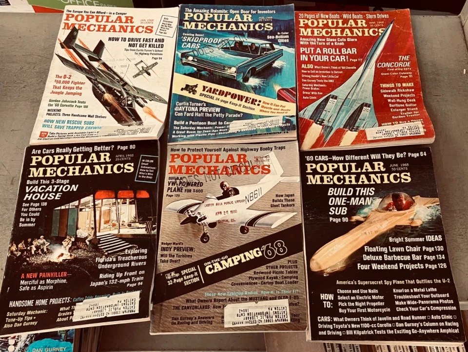 VTG Popular Mechanics Magazine, 1968 Jan-Jun  6 issues - Image 1 of 1