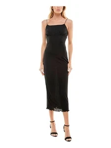 ULTRA FLIRT Womens Black Pull-over Slip Style Unlined Midi Dress XS - Picture 1 of 11