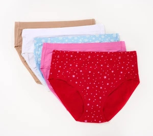 Cuddl Duds Set of 5 Cotton Core Modern Brief Panties Red Star S New - Picture 1 of 2
