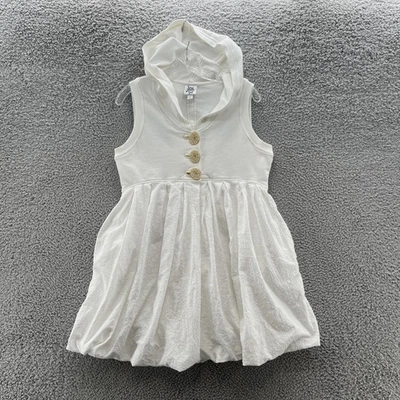 Chaleco Top Ivy Jane Mujer Grande Blanco Con Capucha Arte Lagenlook Burbuja Dobladillo Botón EE. UU. Foto 1 de 4