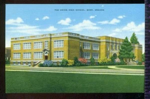 The Union High School Bend Oregon View of School Vintage Unused Postcard - Picture 1 of 1